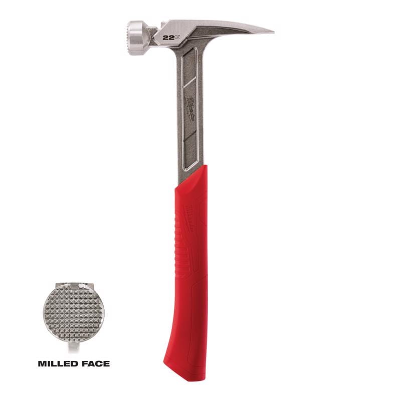 Milwaukee 48-22-9022 22 oz Milled Face Framing Hammer 15 in. Steel Handle