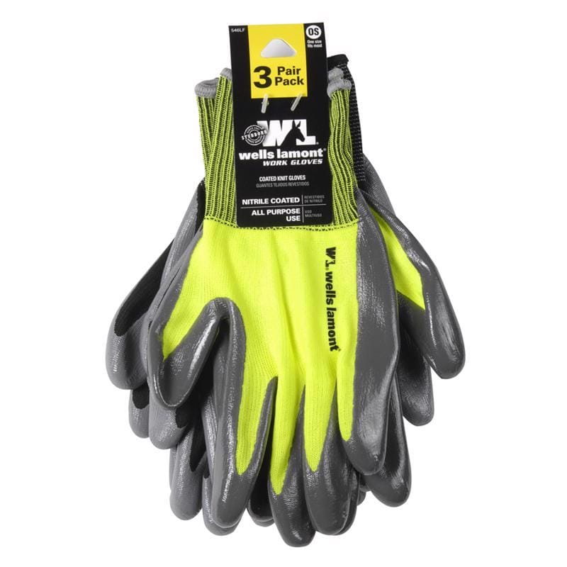 Wells Lamont 546LF-WNW Men's Work Gloves Gray L 3 pk