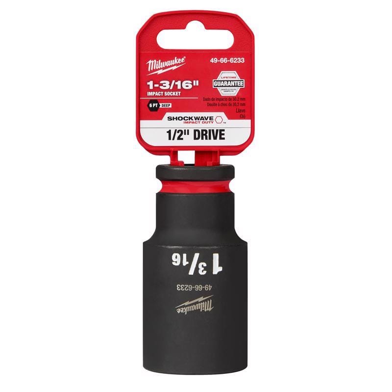 Milwaukee 49-66-6233 Shockwave 1-3/16 in. X 1/2 in. drive SAE 6 Point Deep Impact Socket 1 pc