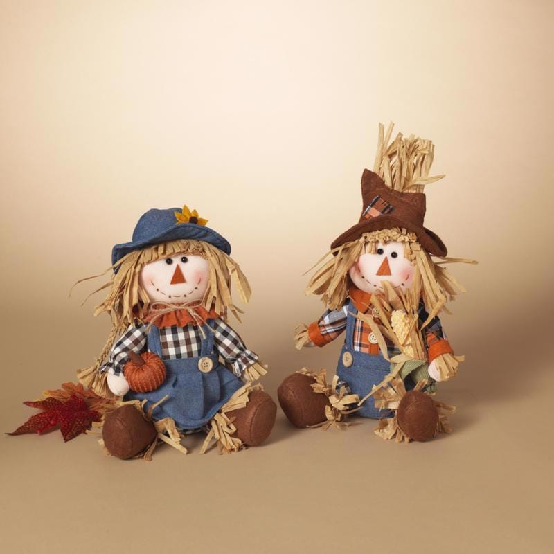 Gerson 2601850 Plush Sitting Scarecrow Figurine Fall Decor