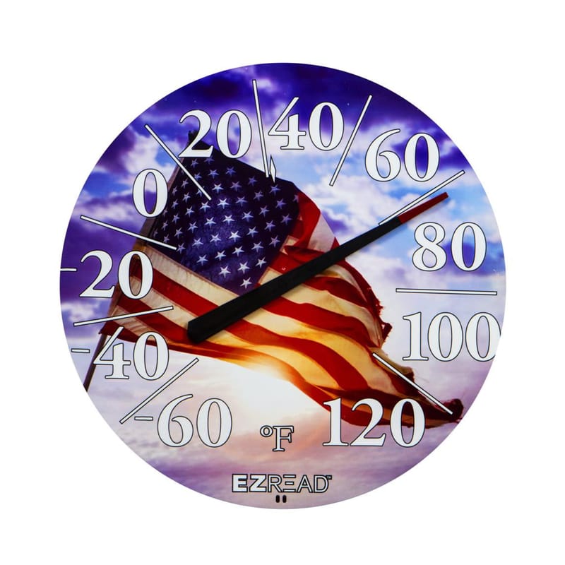 EZRead 840-1221 USA Flag Dial Thermometer Plastic Multicolored 12.5 in.