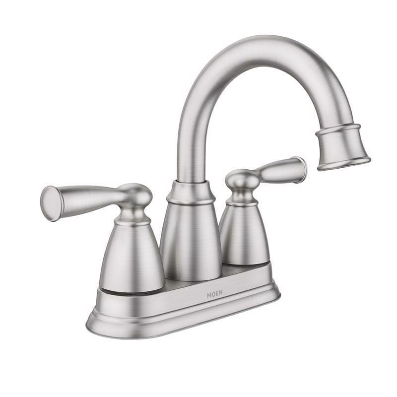 Moen 84943SRN Banbury Brushed Nickel Traditional Centerset Bathroom Sink Faucet 4 in.