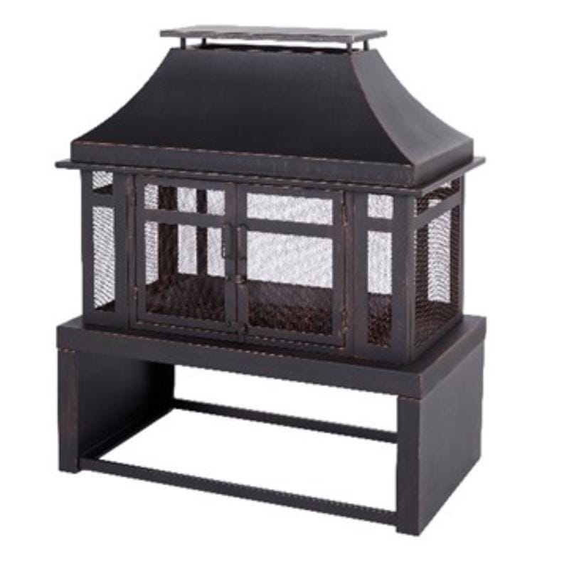 Living Accents FP-62063 Modern Wood Steel Outdoor Fireplace 21.65 in. W X 39.37 in. D