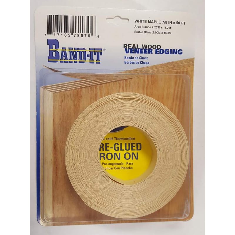 Band-It 78570 .030 in. X 7/8 in. W X 50 ft. L White Maple Real Wood Veneer Edging #2/BTR Premium Grade