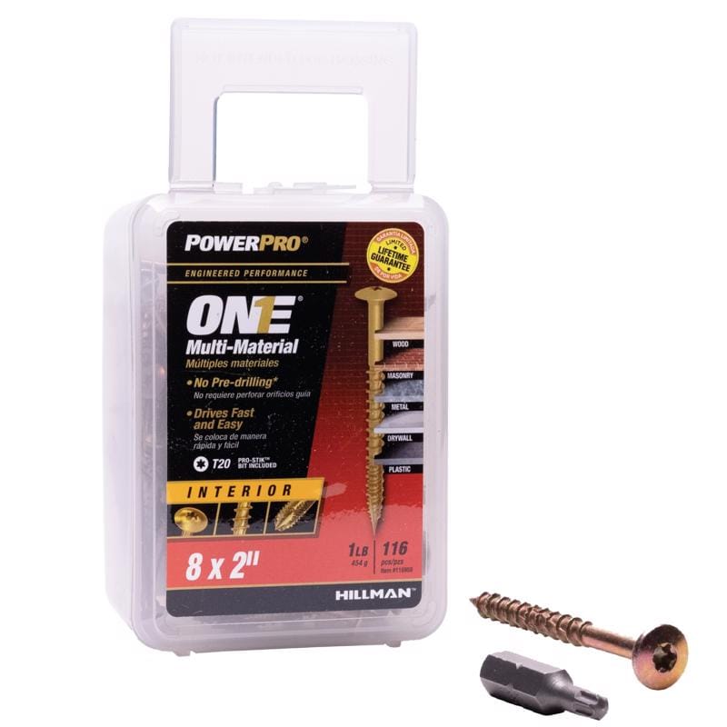 Hillman 116959 Power Pro No. 8 Ga. X 2 in. L Star Wafer Head Coarse Multi-Material Screws