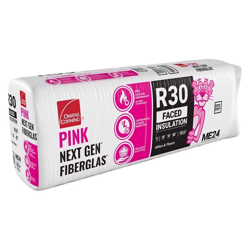 Owens Corning OCME24 16 in. W X 48 in. L X 10 in. R-30 Kraft Faced Fiberglass Insulation Batt 58.67 sq ft