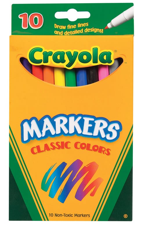 Crayola 58-7726 Classic Assorted Fine Tip Markers 10 pk