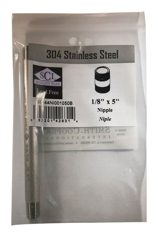 Smith-Cooper 4632100060 1/8 in. MPT Stainless Steel 5 in. L Nipple