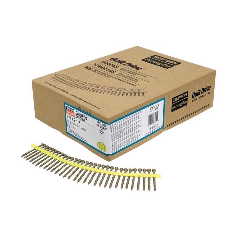 Simpson Strong-Tie DSVT212S Quick Drive No. 10 Sizes X 2-1/2 in. L Tan Star Ribbed Flat Head Deck Screws 1000