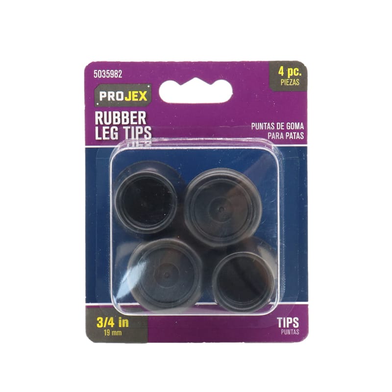 Projex P0047 Rubber Leg Tip Black Round 3/4 in. W 4 pk