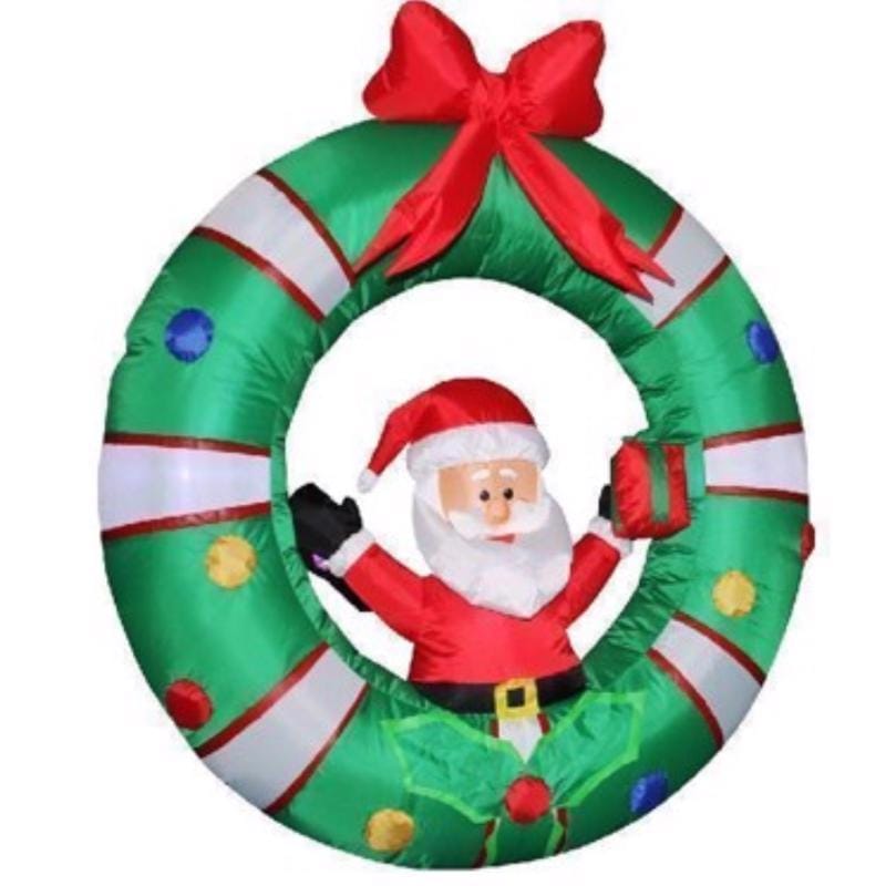Celebrations CHX22360 Santa in Wreath 4 ft. Inflatable