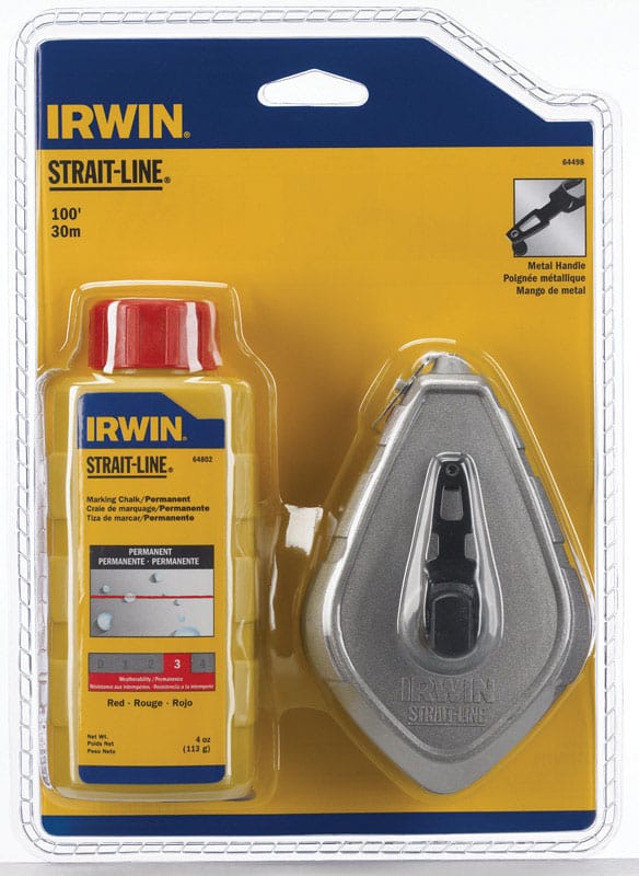 Irwin IWHT48441RC Strait-Line 4 oz Red Twisted Chalk and Reel Set 100 ft. White