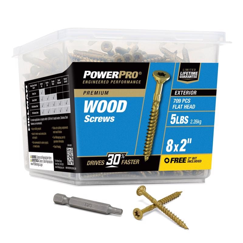 Hillman 48608V4 Power Pro No. 8 in. X 2 in. L Bronze Star Flat Head Premium Deck Screws 5 lb 709 pk
