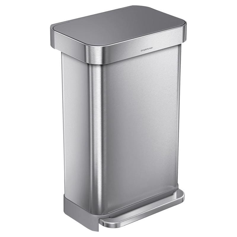 Simplehuman CW2080 45 L Metallic Silver Plastic/Stainless Steel Rectangular Trash Can