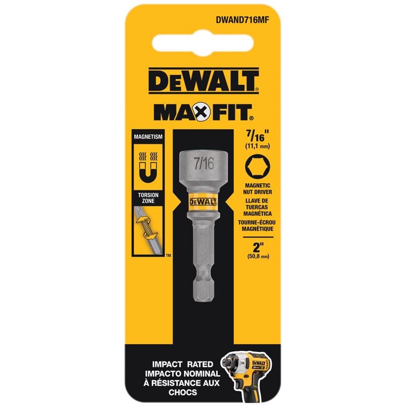 Dewalt DWAND716MF Maxfit 7/16 in. X 2 in. L Steel Magnetic Nut Setter 1 pc