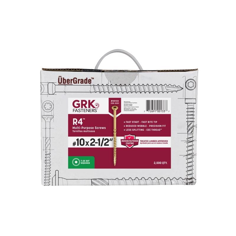GRK Fasteners 00133 No. 10 X 2-1/2 in. L Star Climatek W-Cut Multi-Purpose Screws 2500 pk
