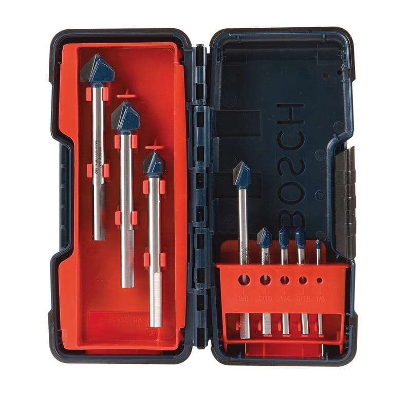 Bosch GT3000 Assorted in. Carbide Tipped Glass and Tile Bit Set 3-Flat Shank 8 pc