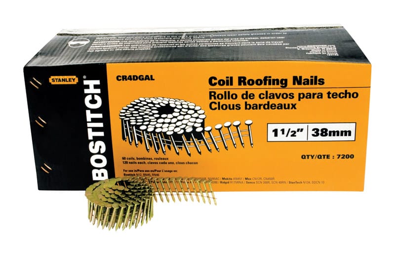 Bostitch CR4DGAL 1-1/2 in. L Galvanized Roofing Nails 15 deg 7200 pk