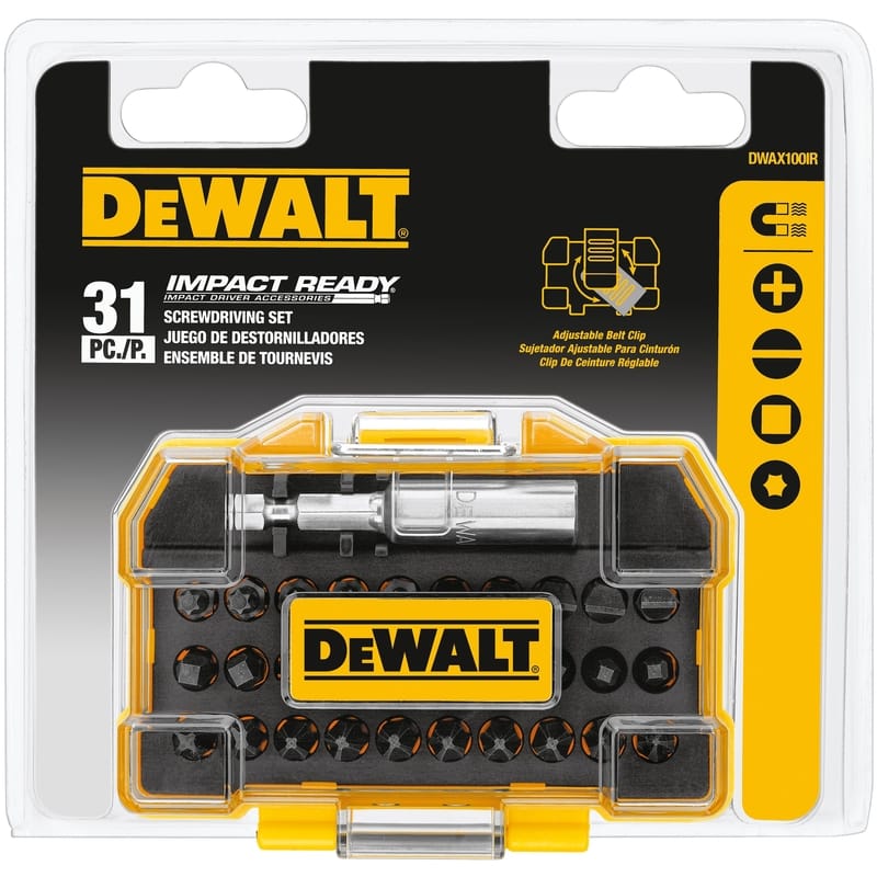 Dewalt DWAX100IR Impact Ready Assorted Screwdriver Bit Set Steel 31 pc