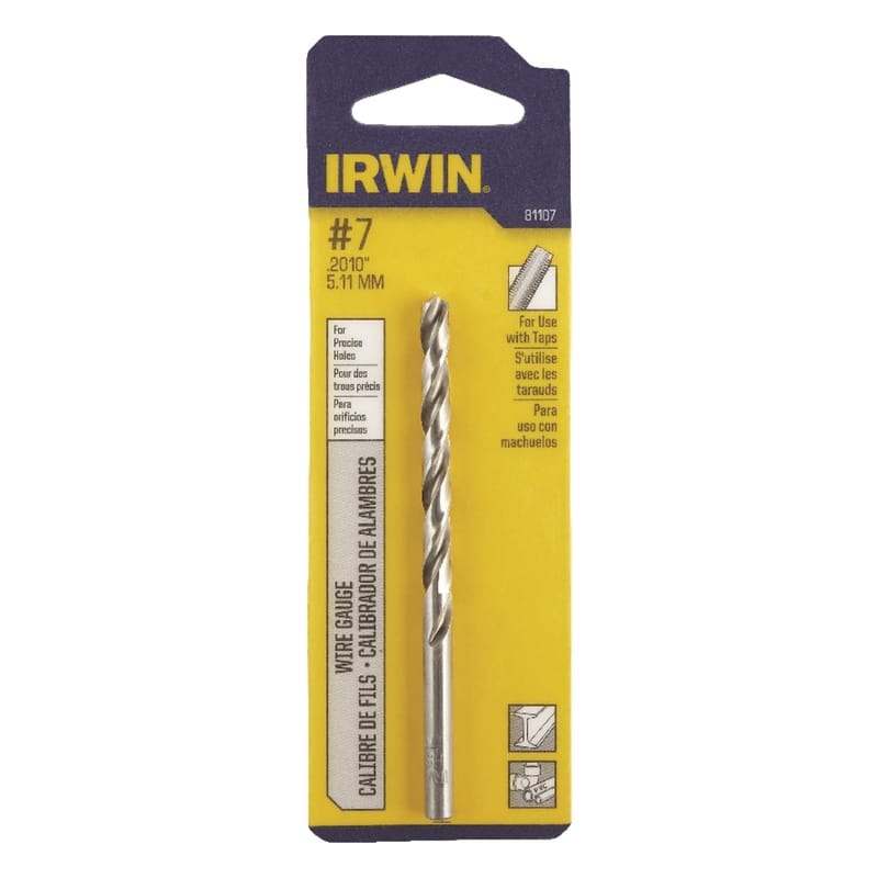 Irwin 81107 #7 X 3-5/8 in. L High Speed Steel Jobber Length Wire Gauge Bit Straight Shank 1 pk