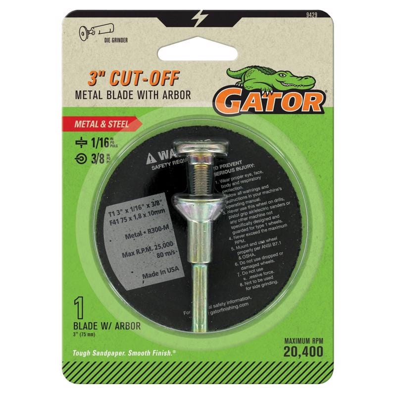 Gator 9429 3 in. D X 3/8 in. X 1/16 in. thick Aluminum Oxide Type 1 Metal Cut-Off Blade 1 pc