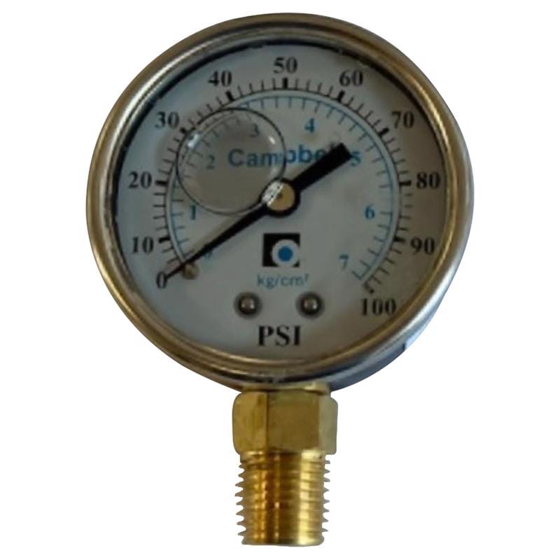 Campbell PG1T-L-NL Stainless Steel 1/4 in. Liquid Filled Pressure Guage