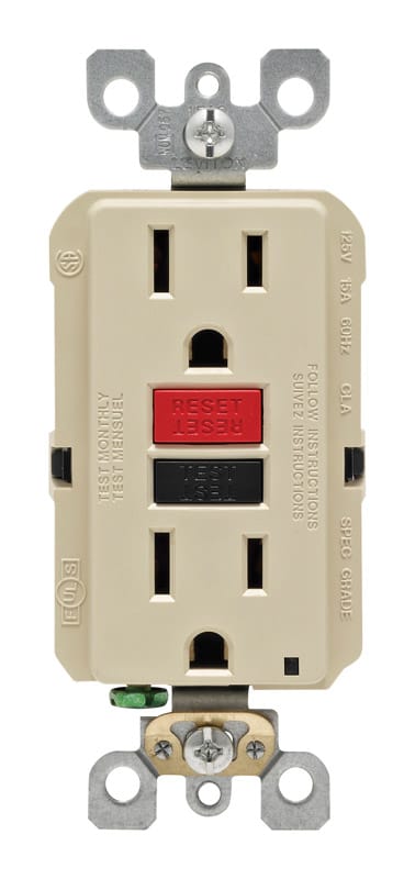 Leviton GFNT1-0RI SmartlockPro 15 amps 125 V Duplex Ivory GFCI Outlet 5-15R 1 pk