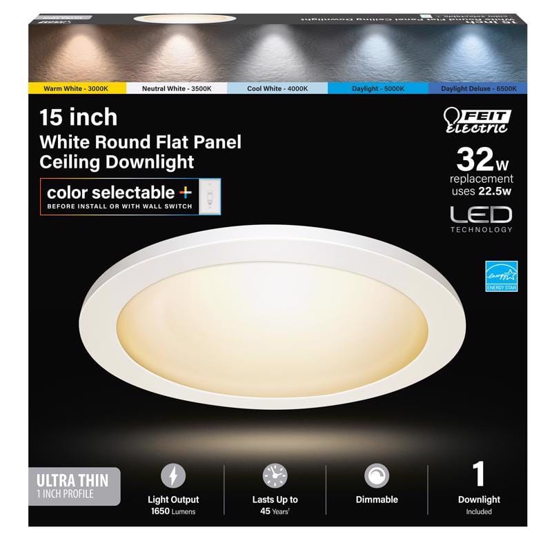 Feit 74212/6WY EDGELIT 1 in. H X 15 in. W X 15 in. L White LED Flat Panel Light Fixture