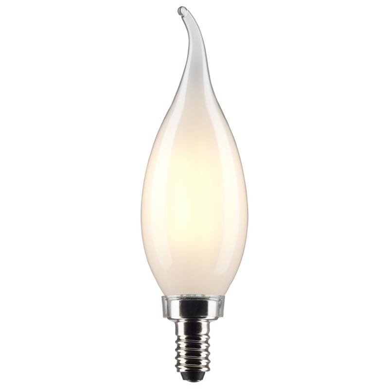Satco S21844 CA10 (Flame Tip) E12 (Candelabra) Filament LED Bulb Soft White 40 Watt Equivalence 2 pk