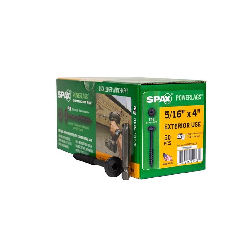 Spax 4581820801005 PowerLags 5/16 in. in. X 4 in. L T-40 Washer Head Serrated Structural Screws