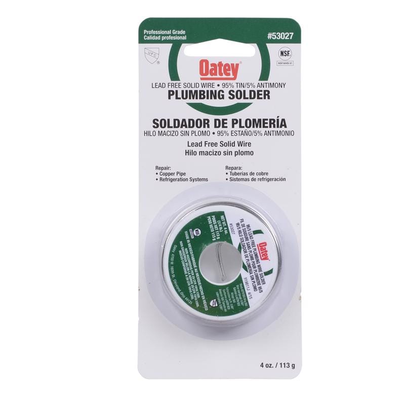 Oatey 53027 4 oz Lead-Free Plumbing Wire Solder Tin/Antimony 95/5 1 pc