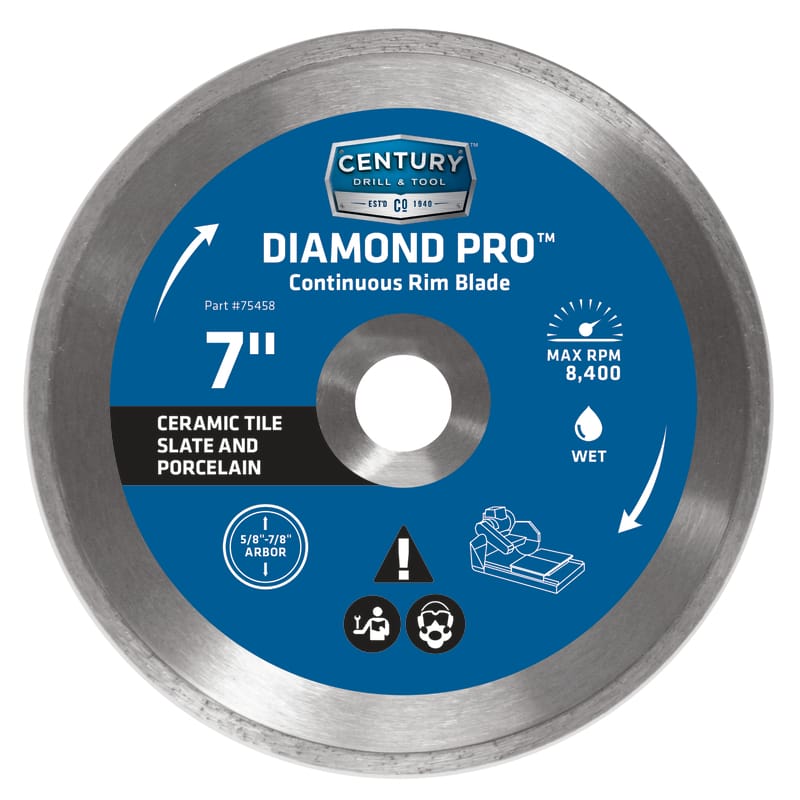 Century Drill & Tool 75458 Diamond Pro 7 in. D X 7/8 in. Steel Continuous Rim Diamond Saw Blade 1 pc