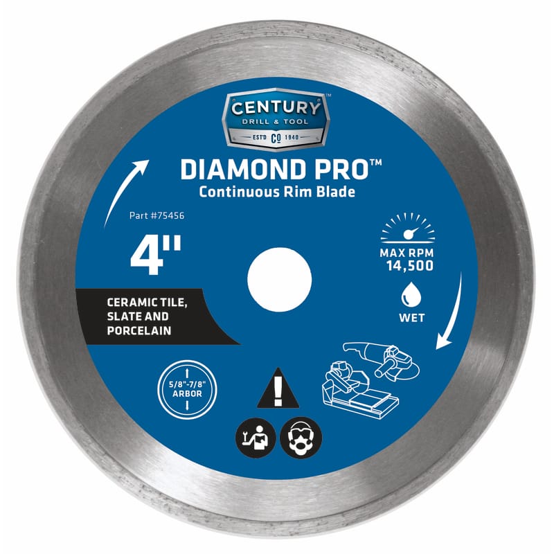 Century Drill & Tool 75456 Diamond Pro 4 in. D X 5/8 and 7/8 in. Steel Continuous Rim Diamond Saw Blade 1