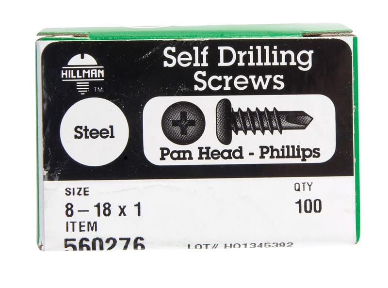 Hillman 560276 No. 8 Ga. X 1 in. L Phillips Pan Head Self-Drilling Screws 100 pk