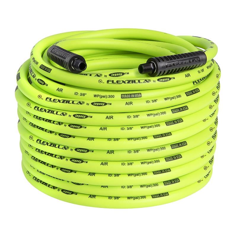 Legacy HFZ38100YW2 Flexzilla 100 ft. L X 3/8 in. D Hybrid Polymer Air Hose 300 psi Zilla Green