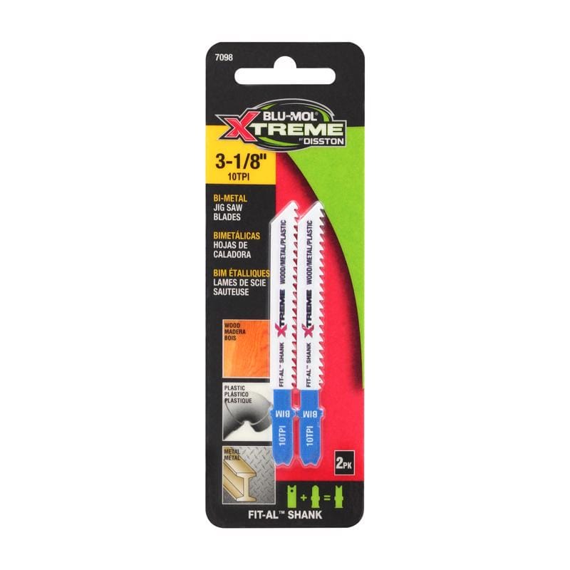 Blu-Mol Xtreme E0217098 3-1/8 in. Bi-Metal Universal Jig Saw Blade 10 TPI 2 pk