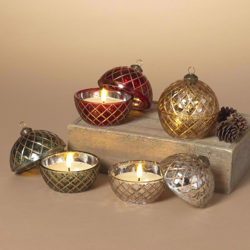 Gerson 2745400 Glass Ornament LED Wax Candle
