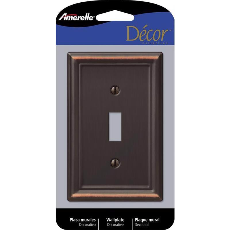 Amerelle 149TDB Chelsea Aged Bronze 1 gang Stamped Steel Toggle Wall Plate 1 pk