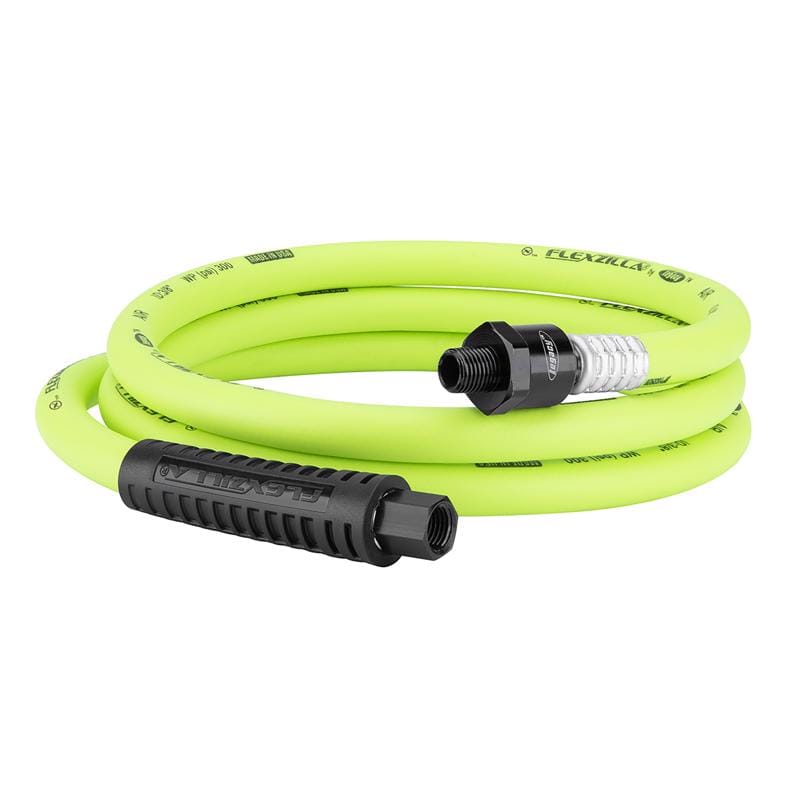 Legacy HFZ3806YW2B Flexzilla 6 ft. L X 3/8 in. D Hybrid Polymer Air Hose 300 psi Zilla Green