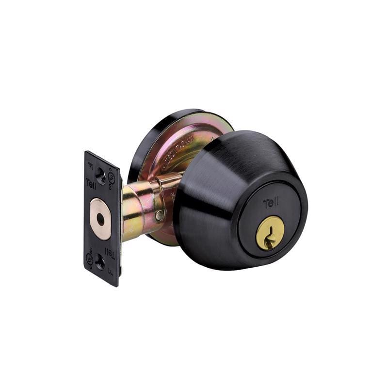 Tell CL102906 DB 2051 Matte Black Steel Entry Knob and Single Cylinder Deadbolt