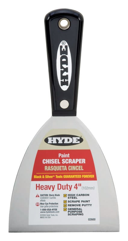 Hyde 02600 4 in. W High Carbon Steel Stiff Chisel Scraper