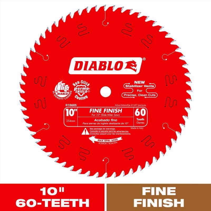 Diablo D1060S 10 in. D X 5/8 in. Fine Finish TiCo Hi-Density Carbide Circular Saw Blade 60 teeth 1 pk