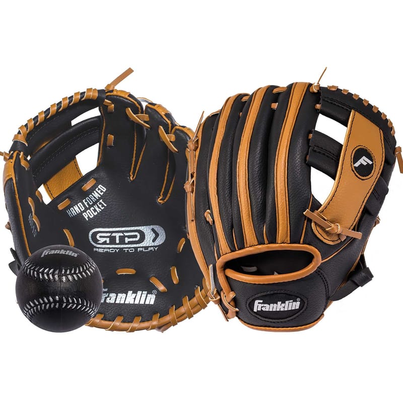 Franklin 4809TBS RTP Black/Tan PVC Right-handed T-Ball Fielding Glove 9.5 in. 1 pk