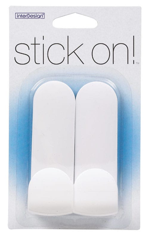Idesign 17301 4 in. L White Plastic Small/Medium Stick On! Tall Hook 2 pk