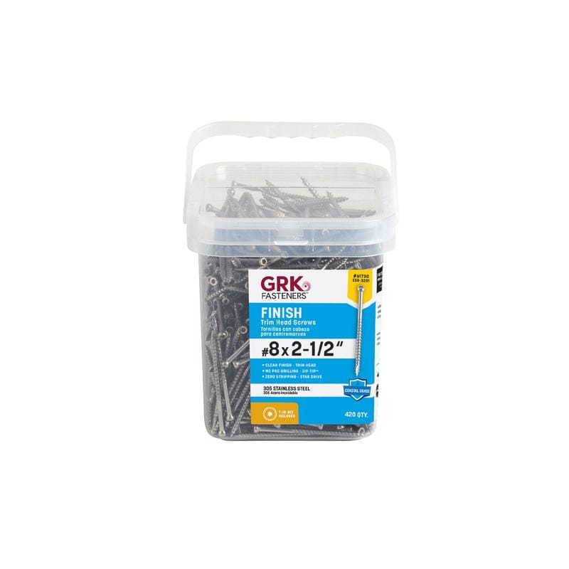 GRK Fasteners 61730 No. 8 in. X 2-1/2 in. L Star Trim Head W-Cut Construction Screws