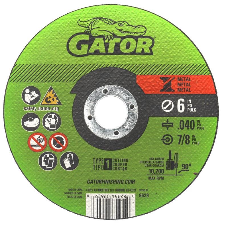 Gator 9629 6 in. D X 7/8 in. X 0.040 in. thick Aluminum Oxide Type 1 Metal Cutting Wheel 1 pk