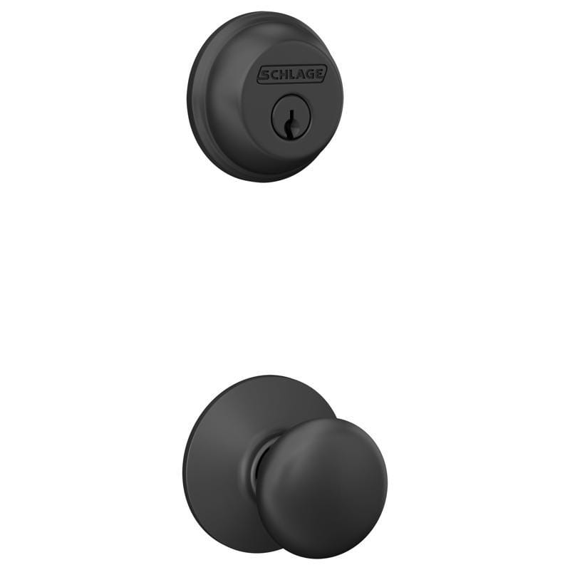 Schlage FB50NGPLY622 Plymouth Matte Black Steel Entry Knob and Single Cylinder Deadbolt