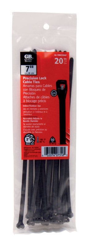Gardner Bender 46-308UVBMP 7 in. L Black Cable Tie 20 pk
