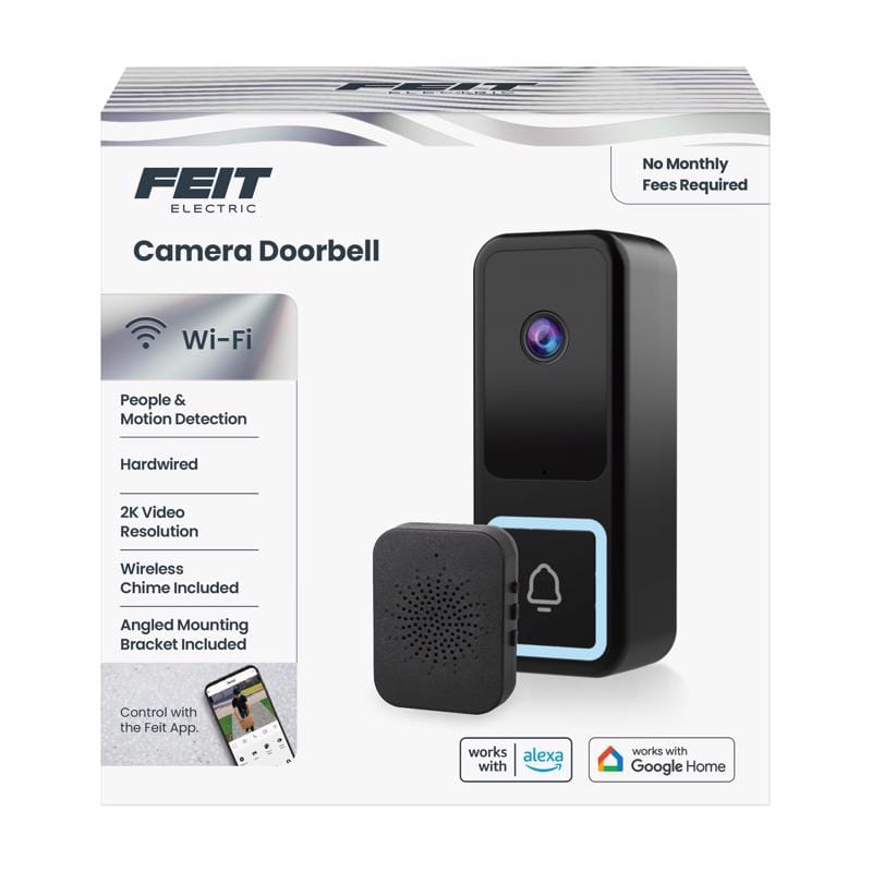 Feit Electric CAMDOORWIFI/G2 Feit Black Plastic Wired Smart-Enabled Video Doorbell