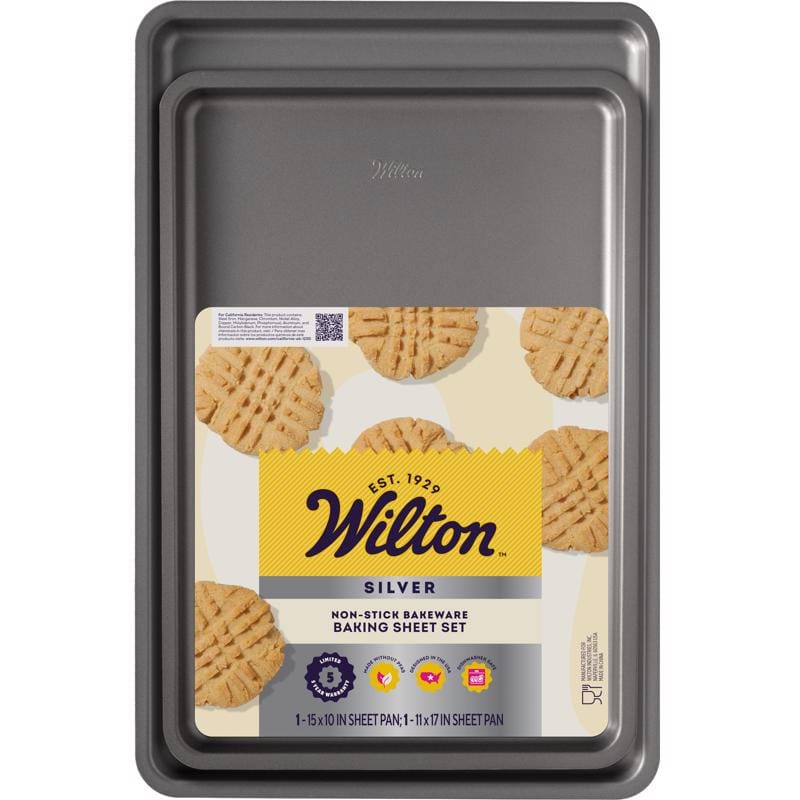 Wilton 191012013 Silver Cookie Sheet Set 2 pc